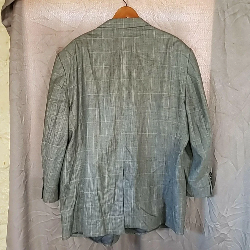 Jos A Bank Blazer Mens 52R Gray Plaid Silk Wool Signature Sport Coat Jacket